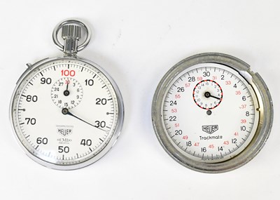 Lot 1160 - HEUER; a chrome keyless wind stopwatch, 51mm...