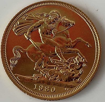 Lot 593 - An Elizabeth II full sovereign, 1980.