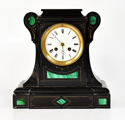 Lot 155 - A large slate mausoleum mantel clock with...