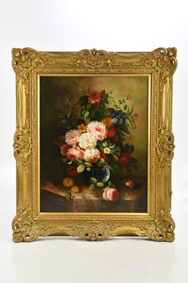 Lot 2651 - C JANE; oil on board, still life of flowers,...