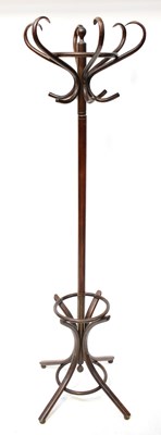 Lot 66 - A Thonet-style bentwood hat stand on four feet,...