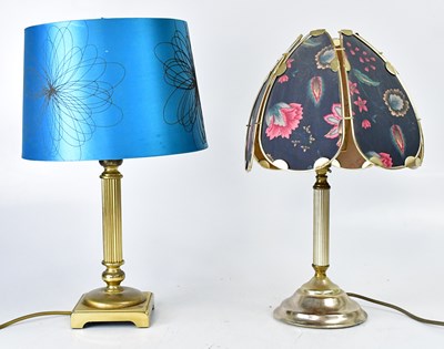 Lot 146 - Two brass table lamps in the form of columns,...