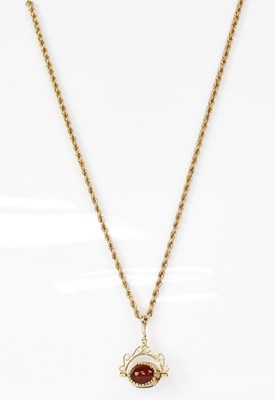 Lot 1077 - A 9ct gold swivel watch fob converted to a...