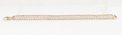 Lot 1045 - A 9ct gold flat lattice and ball chain...