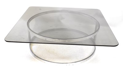 Lot 8 - A mid-20th century smokey glass topped square...