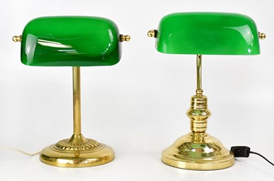 Lot 144 - Two reproduction banker's table lamps, with...
