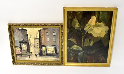 Lot 605 - JEAN FLETCHER; oil on board, 'Rose Composition'...