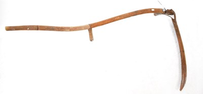 Lot 608 - A vintage scythe with wooden handle and iron...