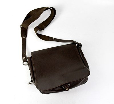 Lot 430 - LOUIS VUITTON; a brown leather messenger bag...