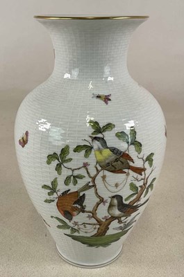 Lot 204 - HEREND; a large baluster vase, painted with...
