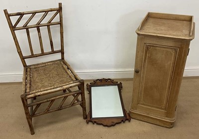 Lot 747 - A bamboo chair, a mirror and a pine pot...