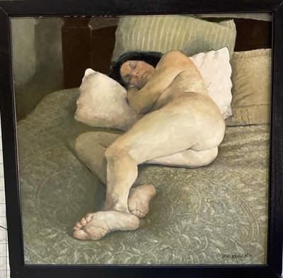 Lot 380 - BRIAN DENINGTON; a large oil on board, study...