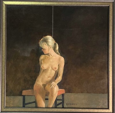 Lot 373 - BRIAN DENINGTON; a large oil on board, study...