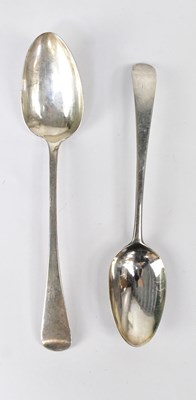 Lot 856 - Two Georgian hallmarked silver serving spoons,...