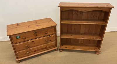 Lot 776 - A pine bookcase with two shelves, 98 x 84 x...