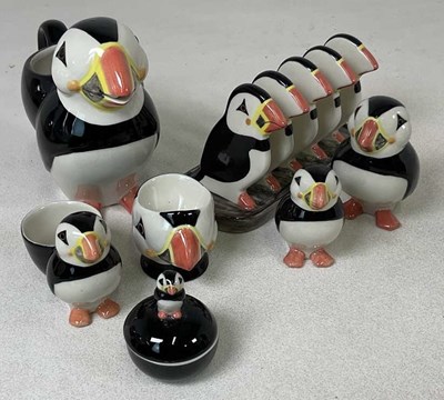Lot 238 - QUAIL; puffins, to include jug, toast rack,...