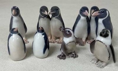 Lot 216 - ROYAL COPENHAGEN; five individual penguin...
