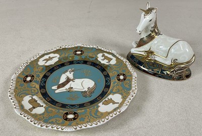Lot 198 - ROYAL CROWN DERBY; 'Heraldic Unicorn' plate...