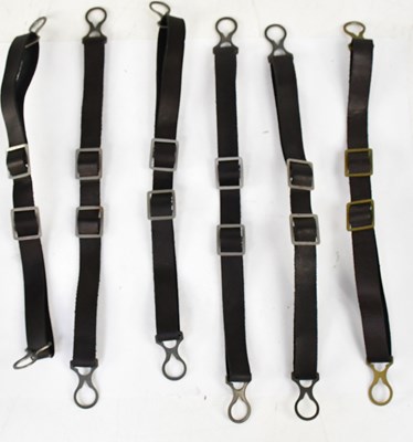 Lot 490 - Six reproduction Pickelhaube M91 leather chin...