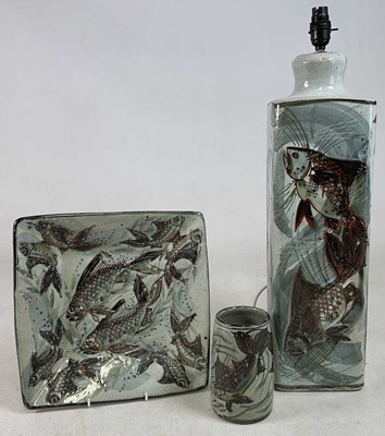 Lot 190 - COLIN KELLAM; a large studio pottery fish...