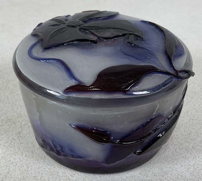 Lot 279 - ÉMILE GALLÉ; a cameo glass circular jar and...