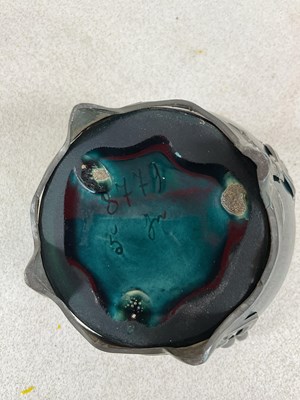 Lot 141 - An Art Nouveau blue/green glazed majolica vase,...