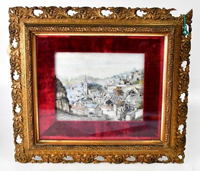 Lot 209 - A hand painted porcelain tile depicting a...