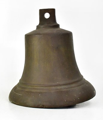 Lot 251 - A large brass ship's bell with clanger, height...