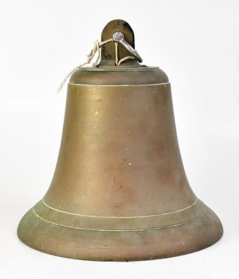 Lot 255 - A large brass ship's bell with later steel...