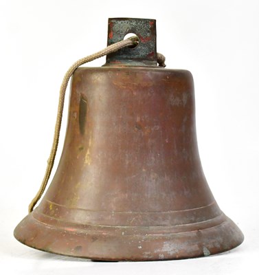 Lot 257 - A large brass ship's bell, with red painted...