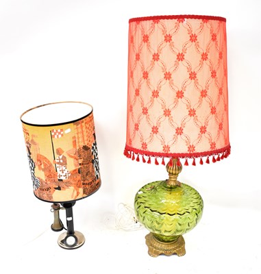 Lot 145 - A 1970s textured green glass globular and gilt...