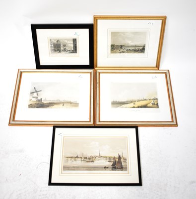 Lot 300 - Five coloured etchings and engravings of...