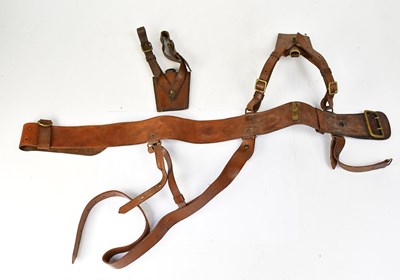Lot 489 - A vintage Sam Browne leather belt with...
