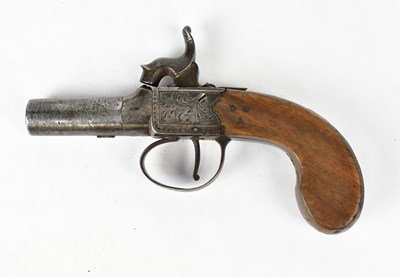 Lot 395 - A 19th century percussion cap muff pistol with...