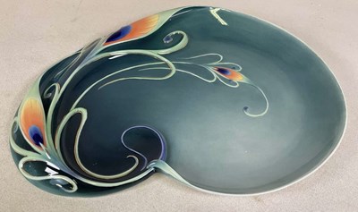 Lot 231 - FRANZ PORCELAIN; a peacock tray, numbered...