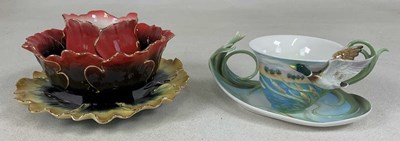 Lot 200 - FRANZ PORCELAIN; a Mallard duck cup and saucer...