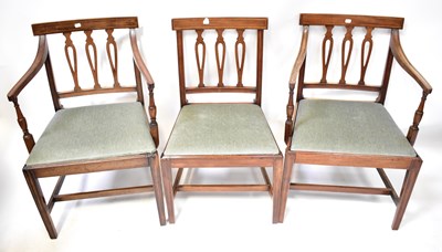 Lot 47 - A set of six Georgian mahogany inlaid dining...