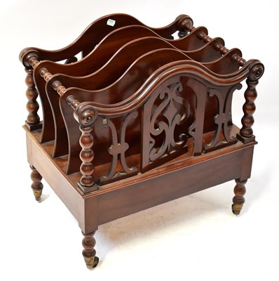 Lot 62 - A mahogany four-division Canterbury, with fret...
