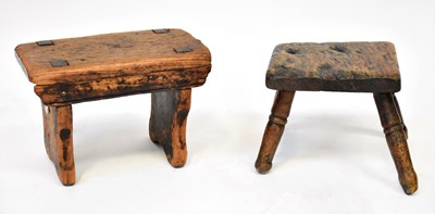 Lot 21 - Two 19th century small rustic stools, one...