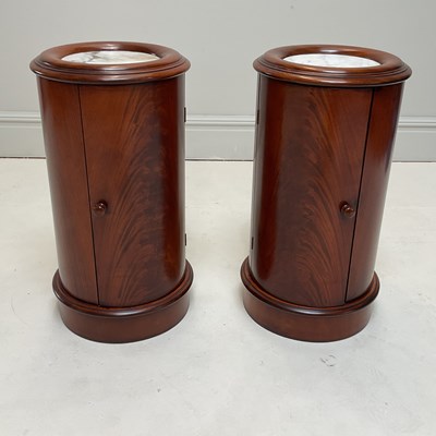 Lot 1159 - A pair of reproduction mahogany cylindrical...