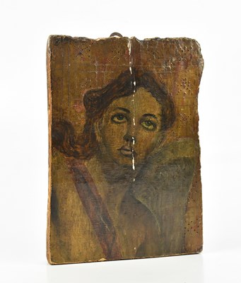 Lot 287 - An antique icon wooden panel, with later...