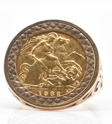 Lot 479 - An Elizabeth II half sovereign, 1982, in 9ct...