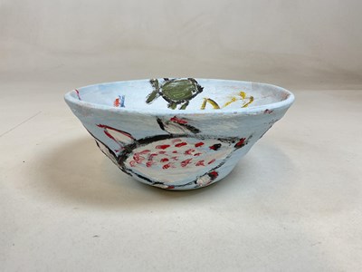 Lot 219 - SIMEON STAFFORD; a pottery bowl hand painted...