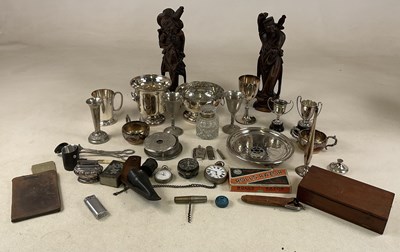Lot 123 - A quantity of silver plate, pocket watches, an...