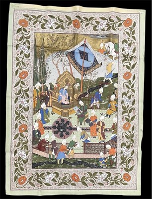 Lot 168 - An Indian Safavid style gilt heightened...
