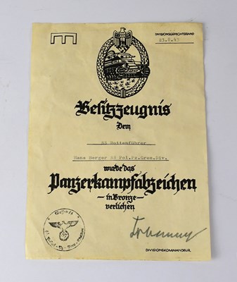 Lot 497 - A WWII German promotion certificate for Hans...