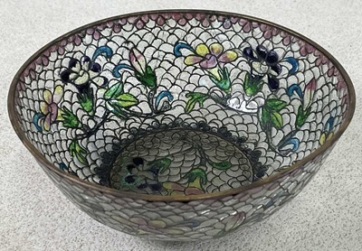 Lot 267 - A Chinese plique-à-jour enamel footed bowl,...
