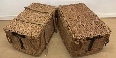 Lot 755 - A pair of wicker trunks, 50 x 90 x 56cm, one...