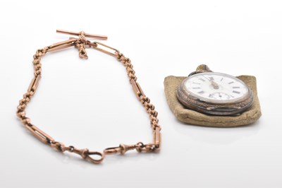 Lot 575 - A 9ct gold double Albert chain, with T-bar and...