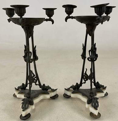 Lot 125 - A pair of late 19th century white onyx and...